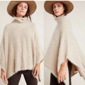NWT Anthropologie / Akemi+Kin Eyelash Golden Metallic Poncho Sweater OS Boho
